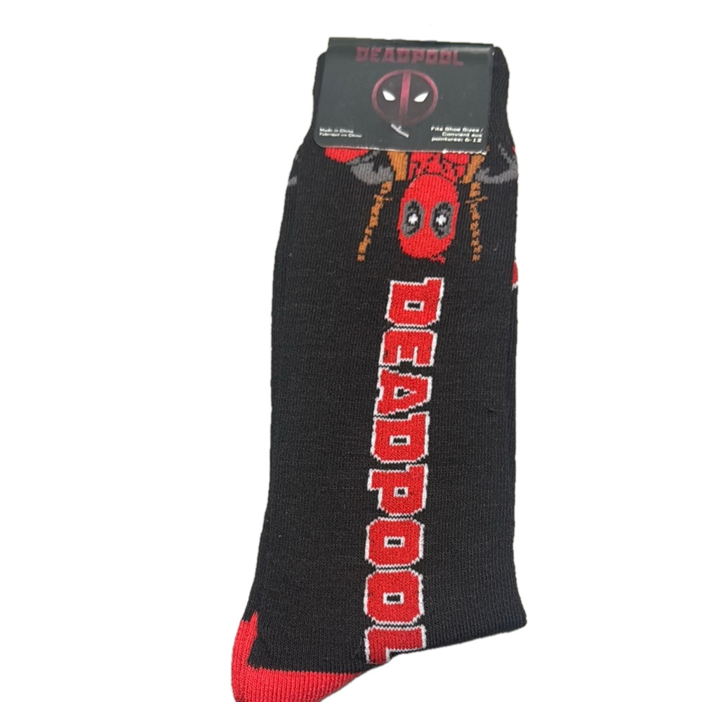 Marvel Deadpool Black and Red Casual Socks NWT